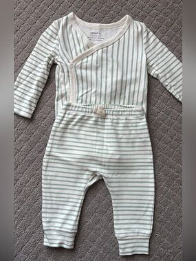 Unisex Mint & White Striped Baby Bodysuit Set - Soft Cotton

Size 6-12 
NWOT